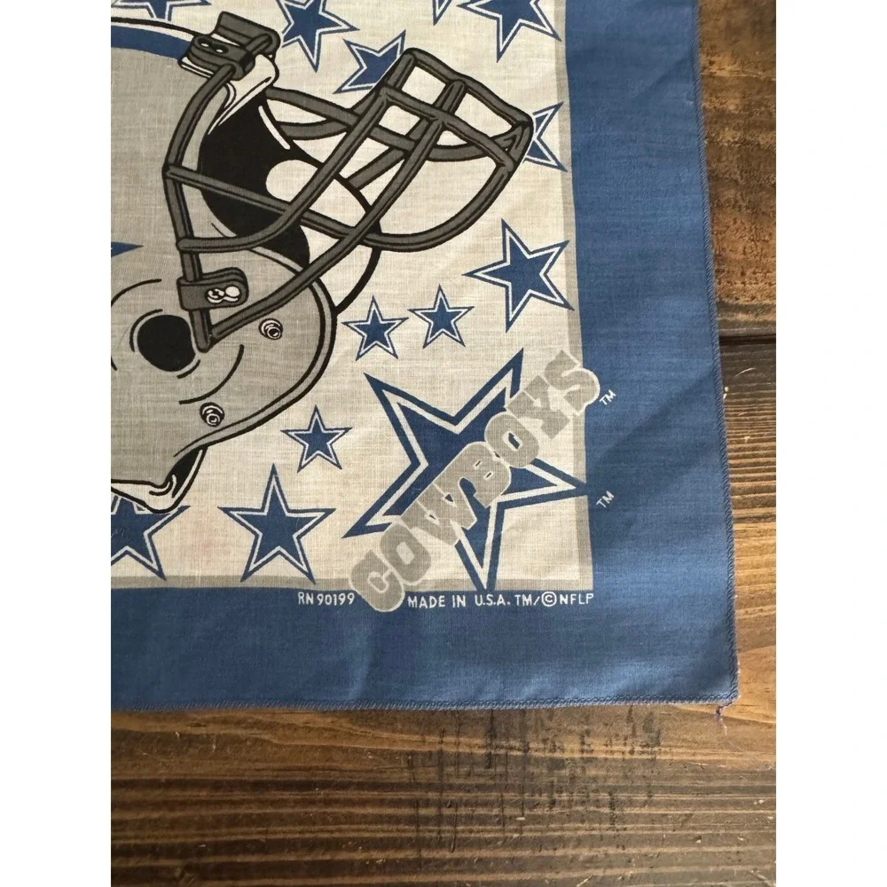 Vintage 1995 Dallas Cowboys Bandana Made USA Blue Silver NFL 21x21‎ NOS New Vtg